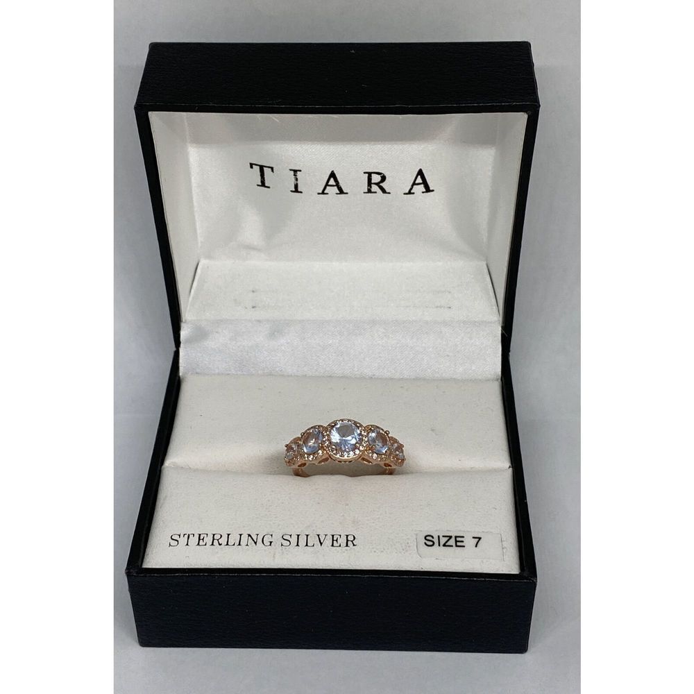 Tiara.925 SRG388AQR Sterling Silver Cubic Zirconia Gold-Plated Ring MSRP$135 JW2